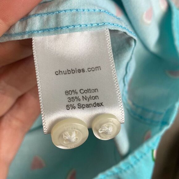 Chubbies Watermelon Print Button Front Stretch Pocket Shirt Size Large Summer - Picture 10 of 10